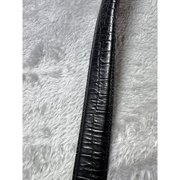 Rare Ralph Lauren Equestrian Black Italian Leather Belt Medium Croc Embossed USA main image 6